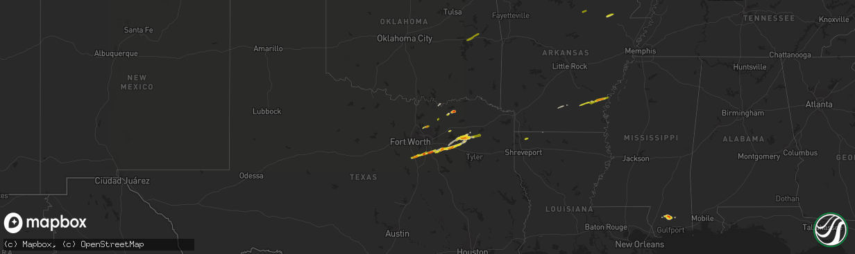 Hail map on February 27, 2017