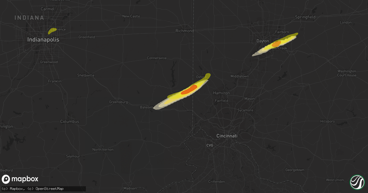Hail map in Cedar Grove, IN on February 27, 2023