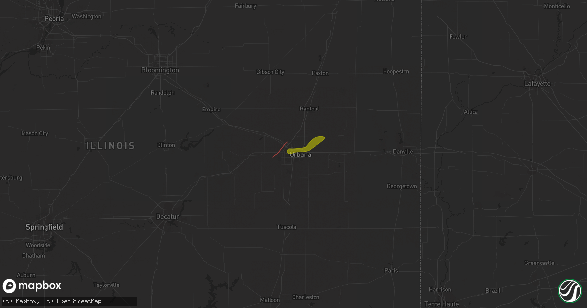 Hail map in Champaign, IL on February 27, 2023