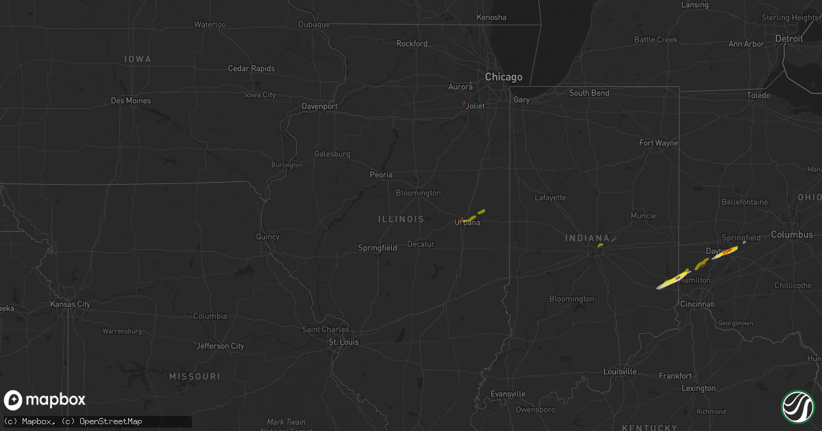 Hail map in Illinois on February 27, 2023