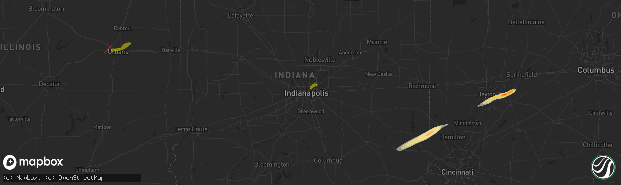 Hail map in Indianapolis, IN on February 27, 2023