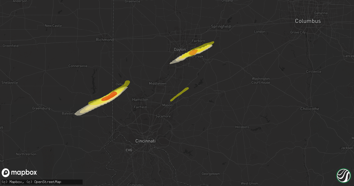 Hail map in Lebanon, OH on February 27, 2023