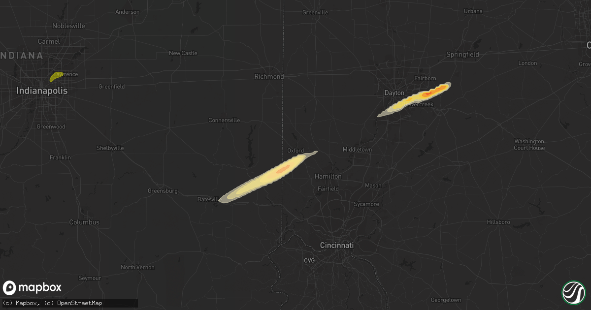 Hail map in Oxford, OH on February 27, 2023