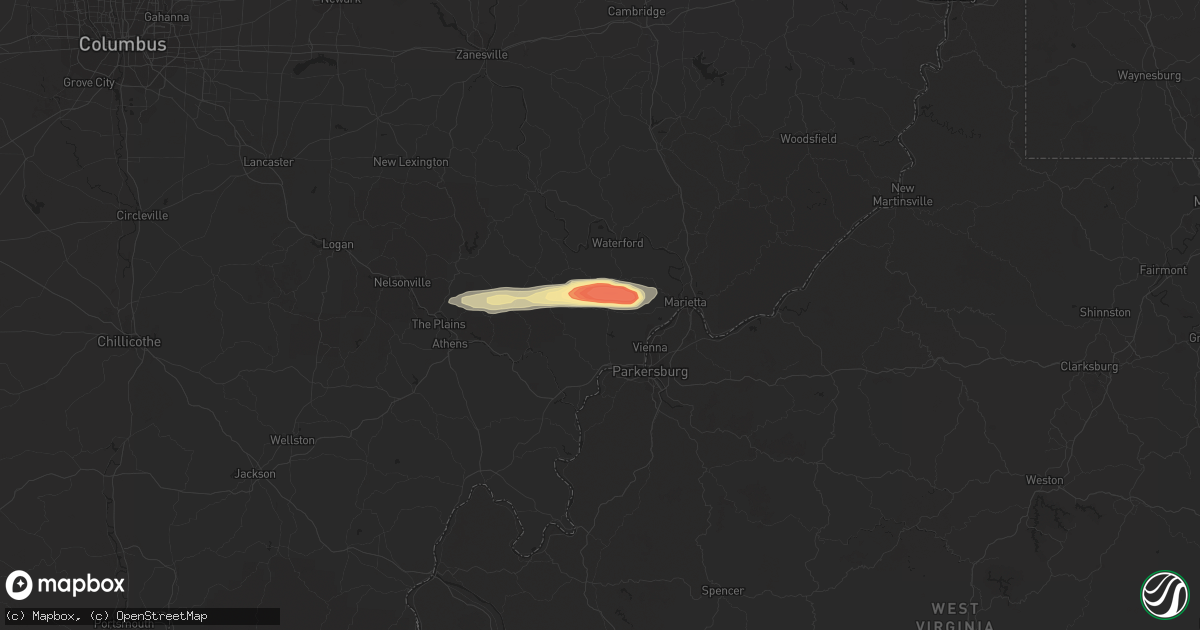 Hail map in Vincent, OH on February 27, 2023