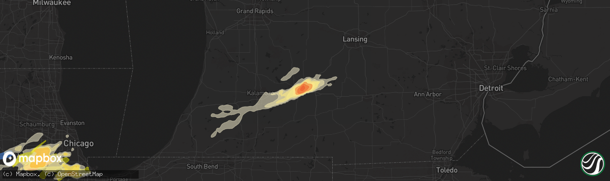 Hail map in Battle Creek, MI on February 27, 2024