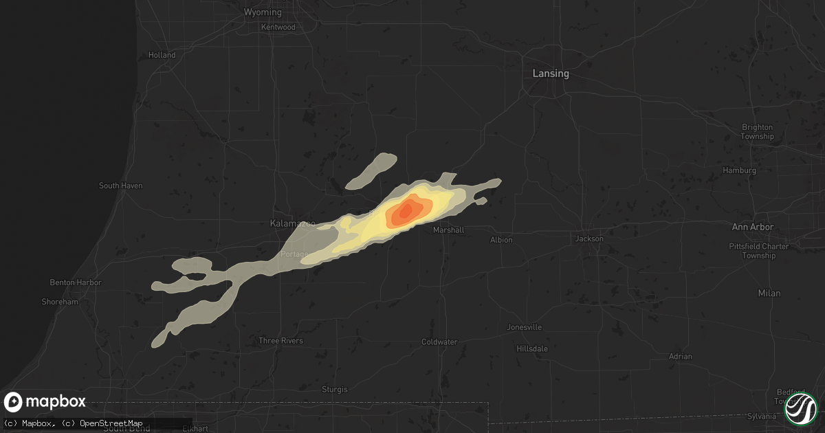 Hail map in Battle Creek, MI on February 27, 2024