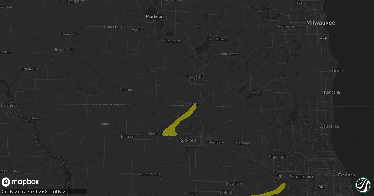 Hail map in Beloit, WI on February 27, 2024