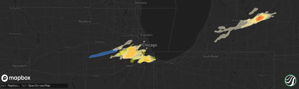 Hail map in Chicago, IL on February 27, 2024