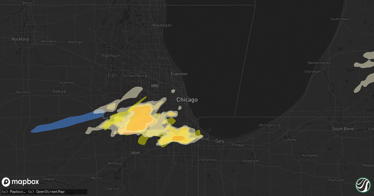 Hail map in Chicago, IL on February 27, 2024