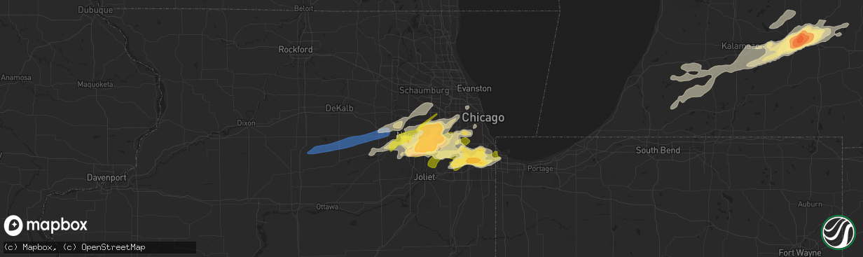 Hail map in Downers Grove, IL on February 27, 2024