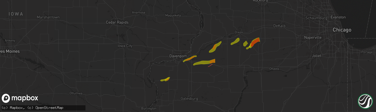 Hail map in East Moline, IL on February 27, 2024