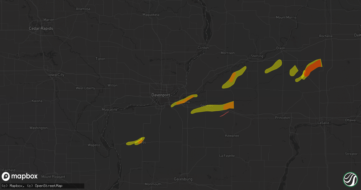 Hail map in East Moline, IL on February 27, 2024