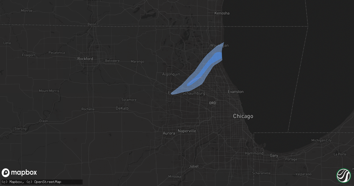 Hail map in Elgin, IL on February 27, 2024
