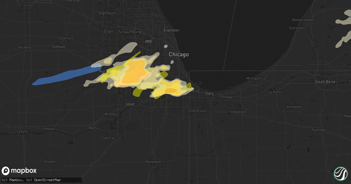 Hail map in Harvey, IL on February 27, 2024