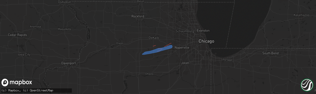 Hail map in Hinckley, IL on February 27, 2024