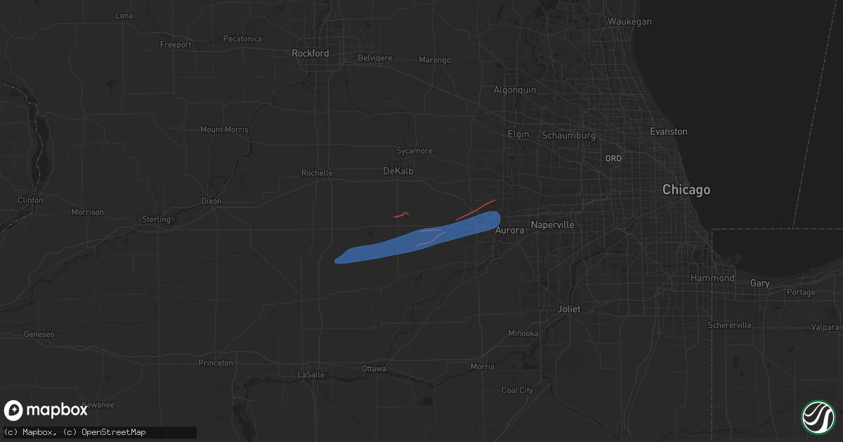 Hail map in Hinckley, IL on February 27, 2024