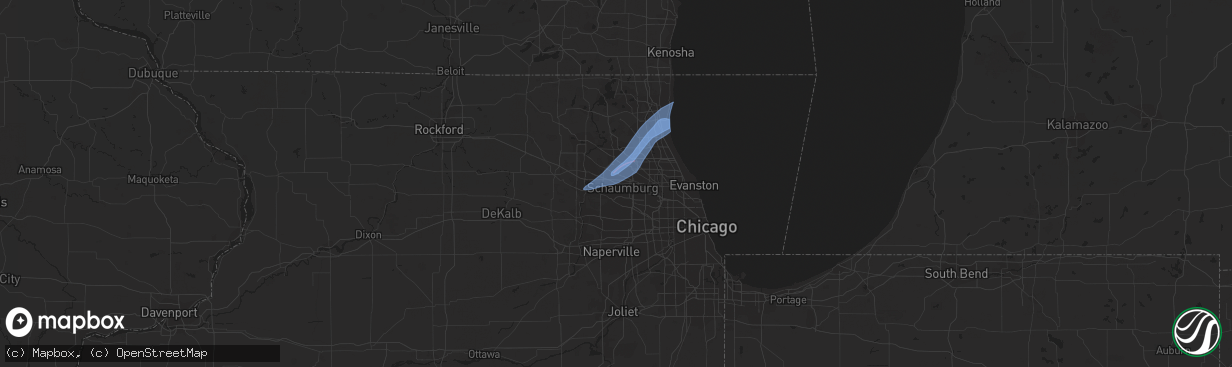 Hail map in Hoffman Estates, IL on February 27, 2024