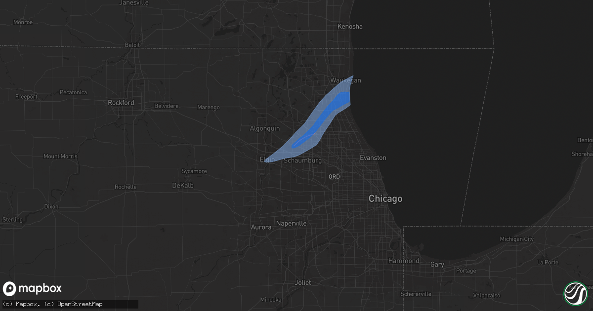 Hail map in Hoffman Estates, IL on February 27, 2024