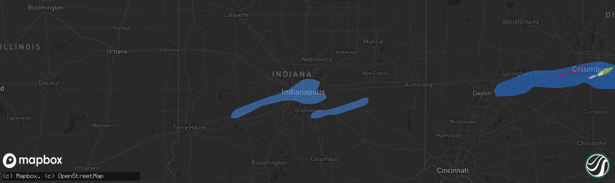 Hail map in Indianapolis, IN on February 27, 2024