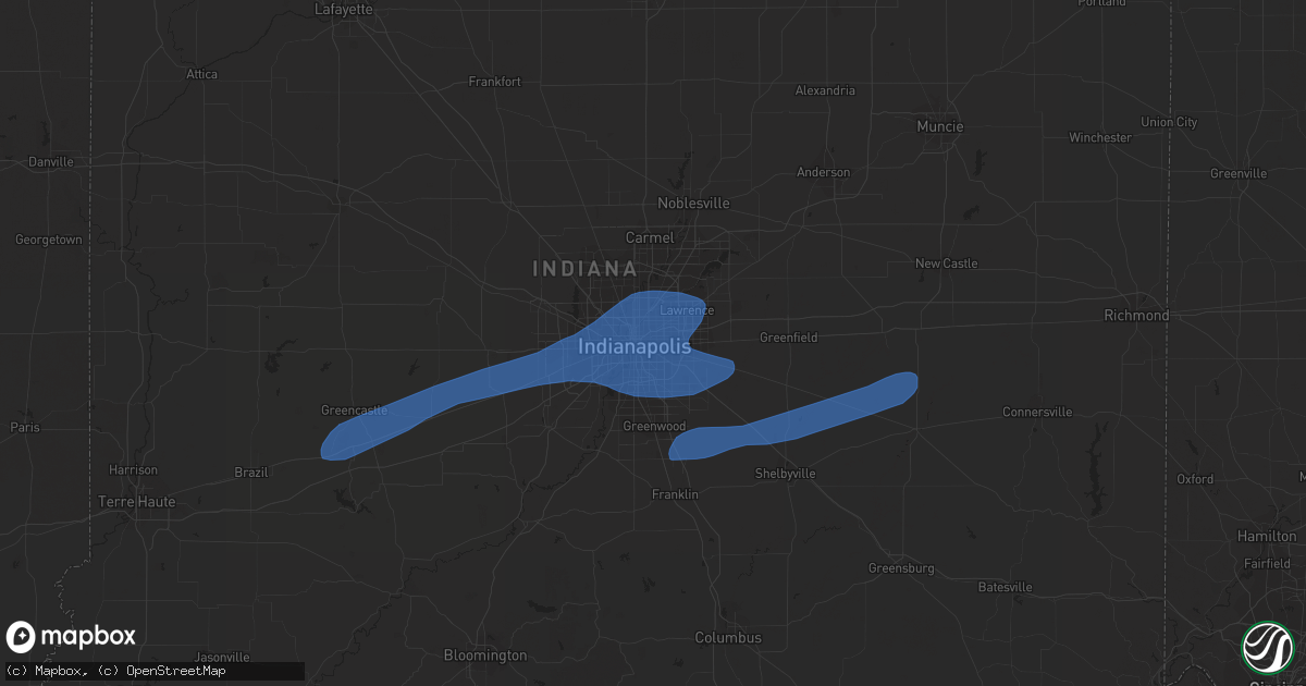 Hail map in Indianapolis, IN on February 27, 2024