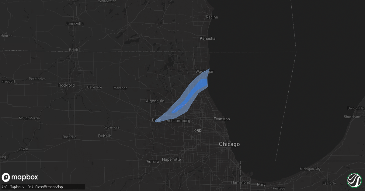 Hail map in Lake Zurich, IL on February 27, 2024