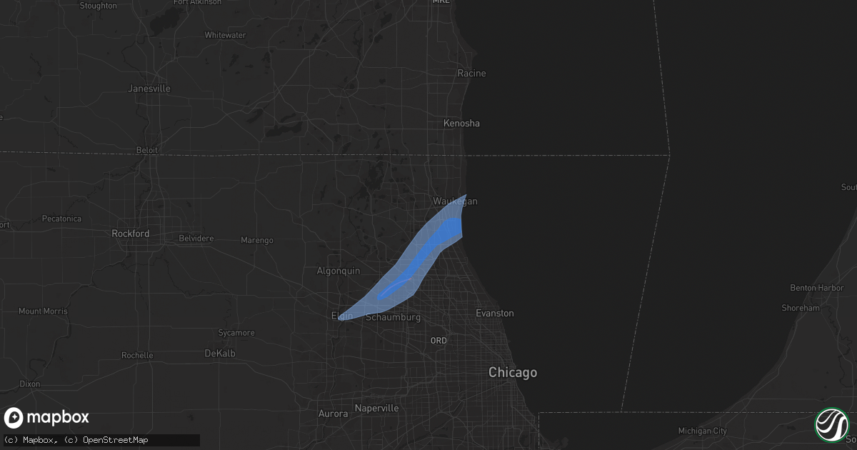 Hail map in Libertyville, IL on February 27, 2024