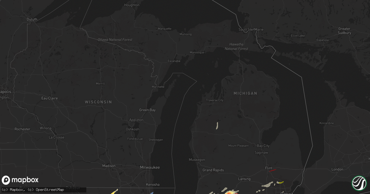 Hail map in Michigan on February 27, 2024