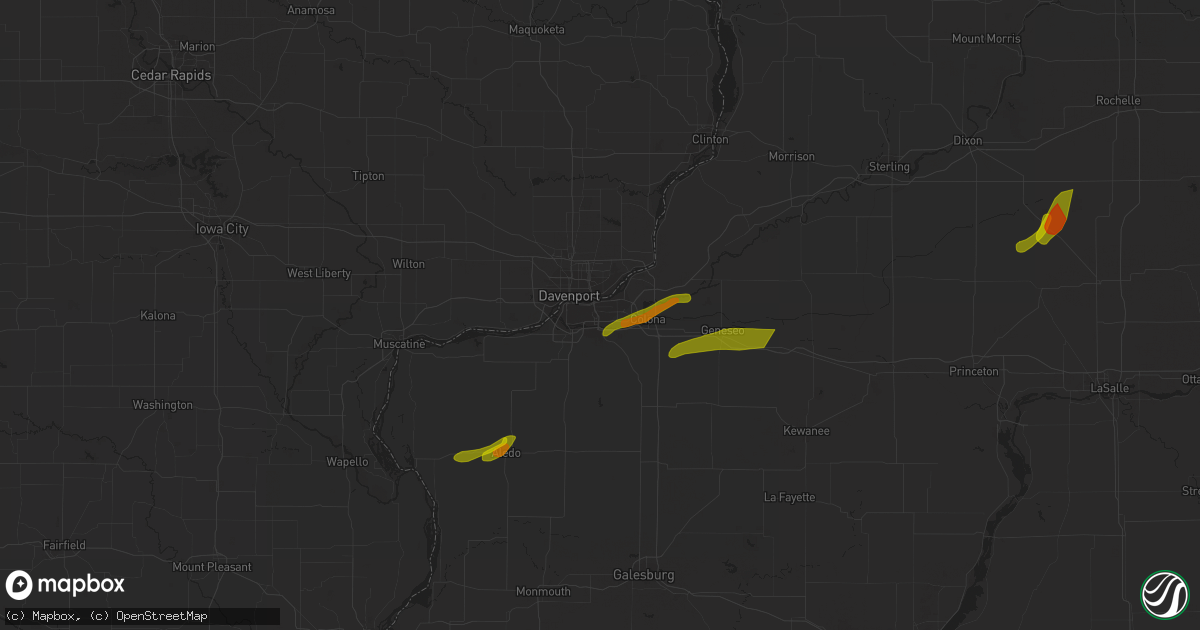 Hail map in Moline, IL on February 27, 2024