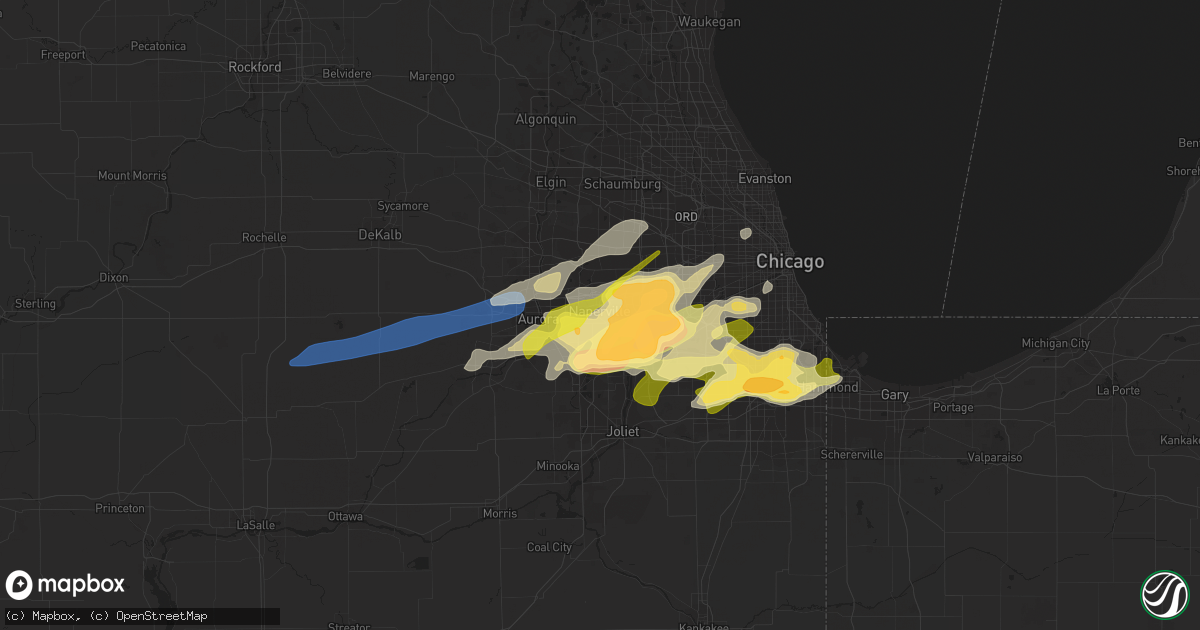Hail map in Naperville, IL on February 27, 2024