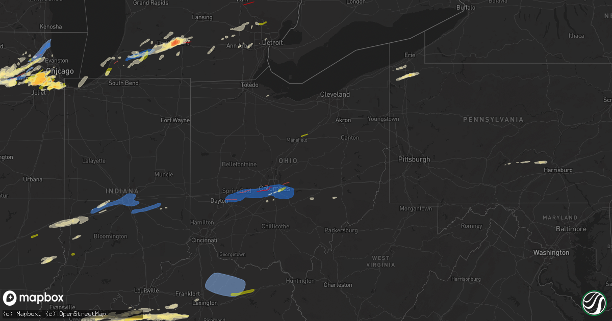 Hail map in Ohio on February 27, 2024