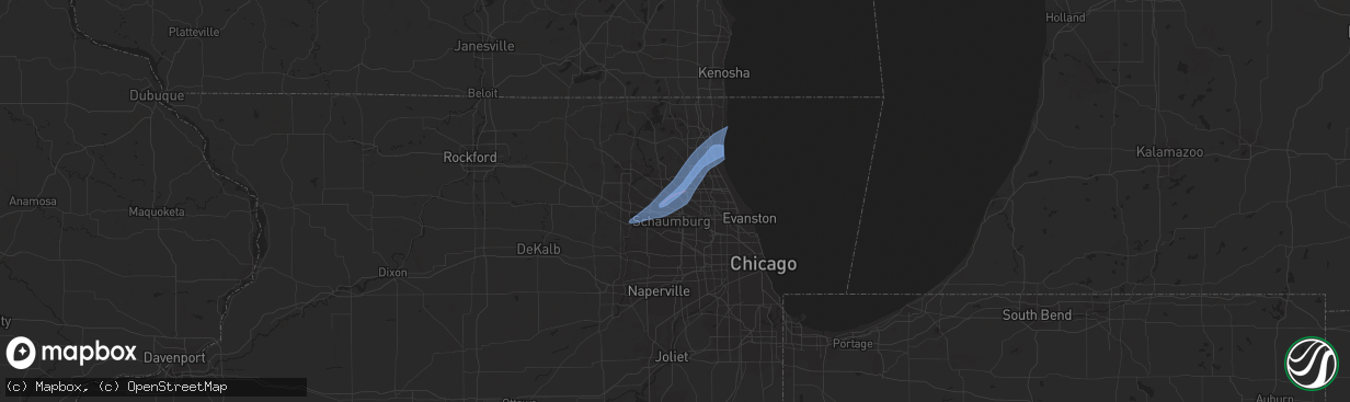 Hail map in Palatine, IL on February 27, 2024