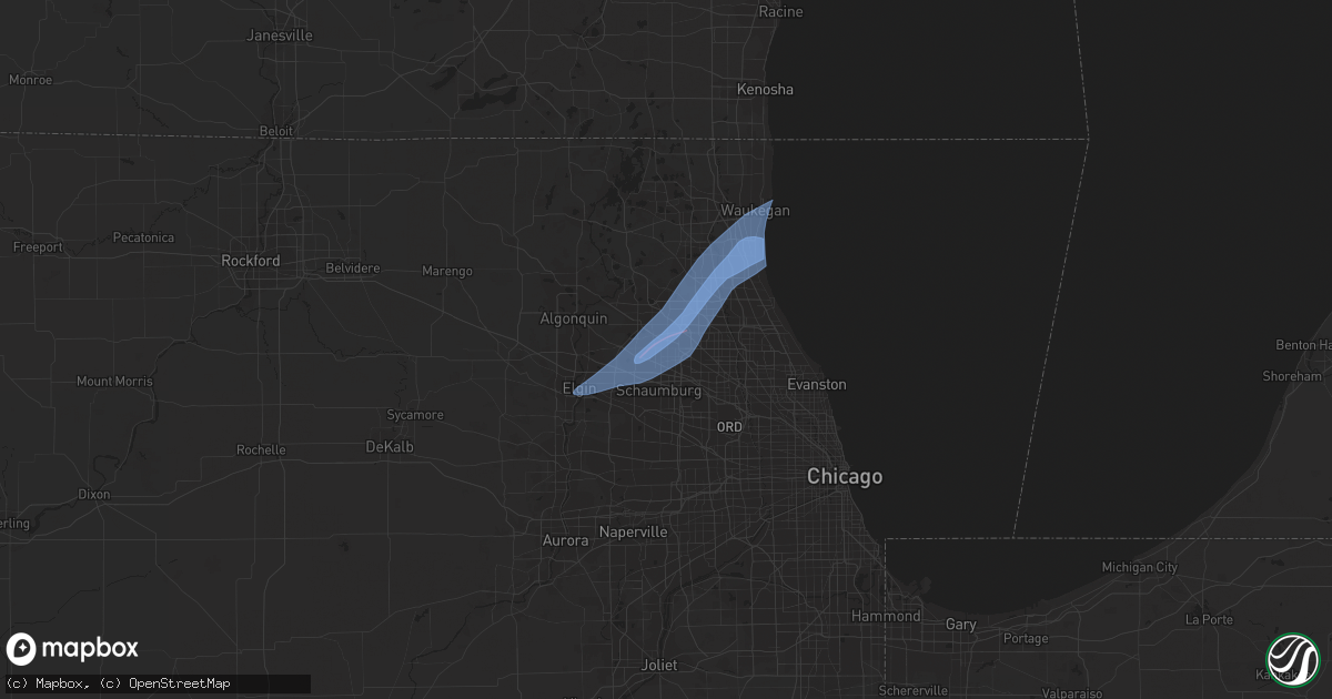 Hail map in Palatine, IL on February 27, 2024