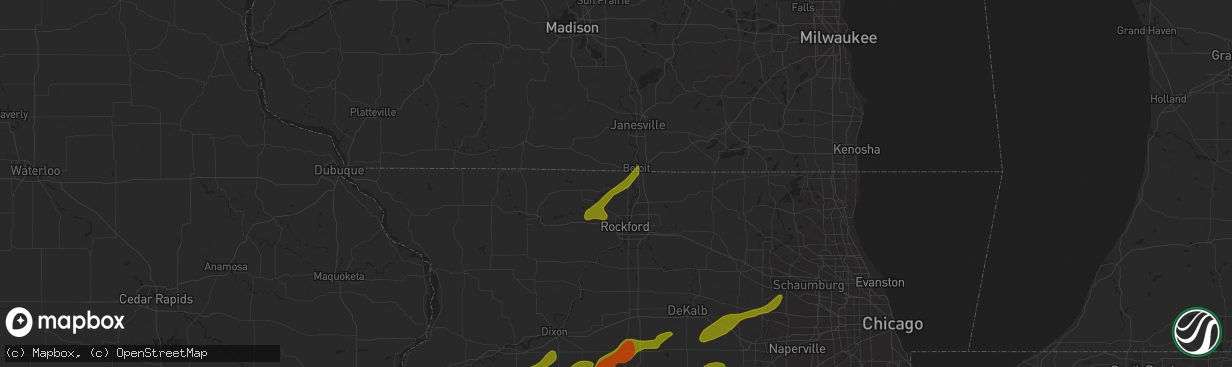 Hail map in Rockton, IL on February 27, 2024