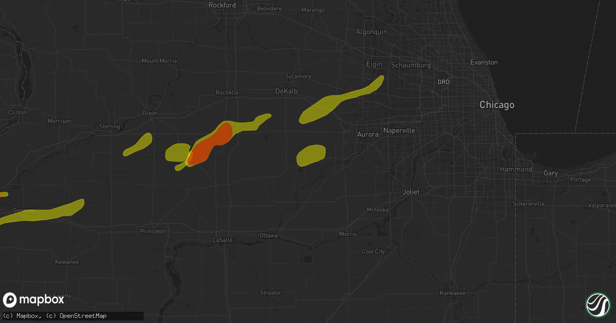 Hail map in Sandwich, IL on February 27, 2024