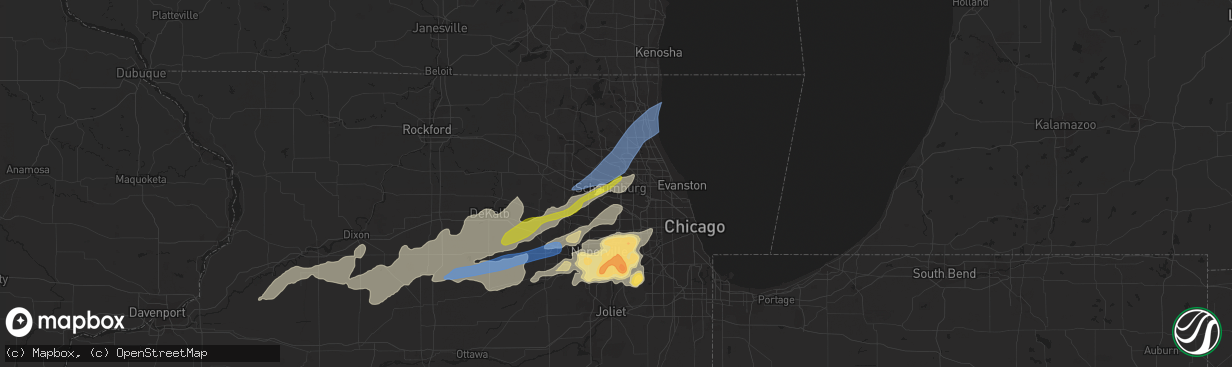 Hail map in Schaumburg, IL on February 27, 2024