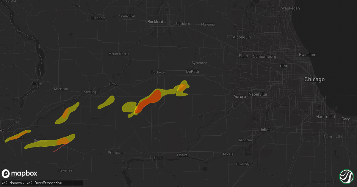 Hail map in Shabbona, IL on February 27, 2024