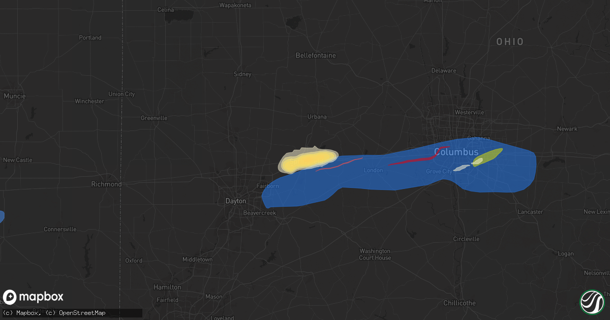 Hail map in Springfield, OH on February 27, 2024