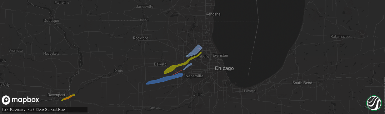 Hail map in Streamwood, IL on February 27, 2024