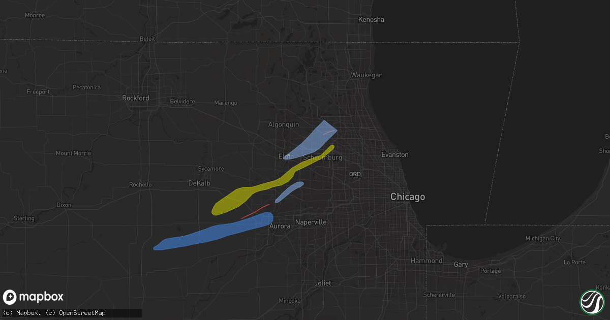 Hail map in Streamwood, IL on February 27, 2024