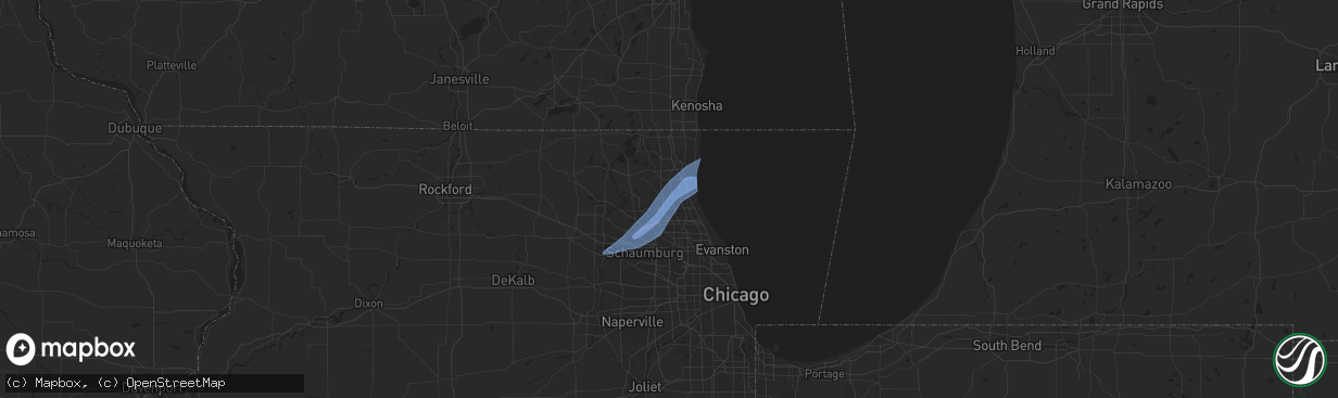 Hail map in Vernon Hills, IL on February 27, 2024