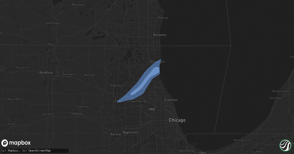 Hail map in Vernon Hills, IL on February 27, 2024
