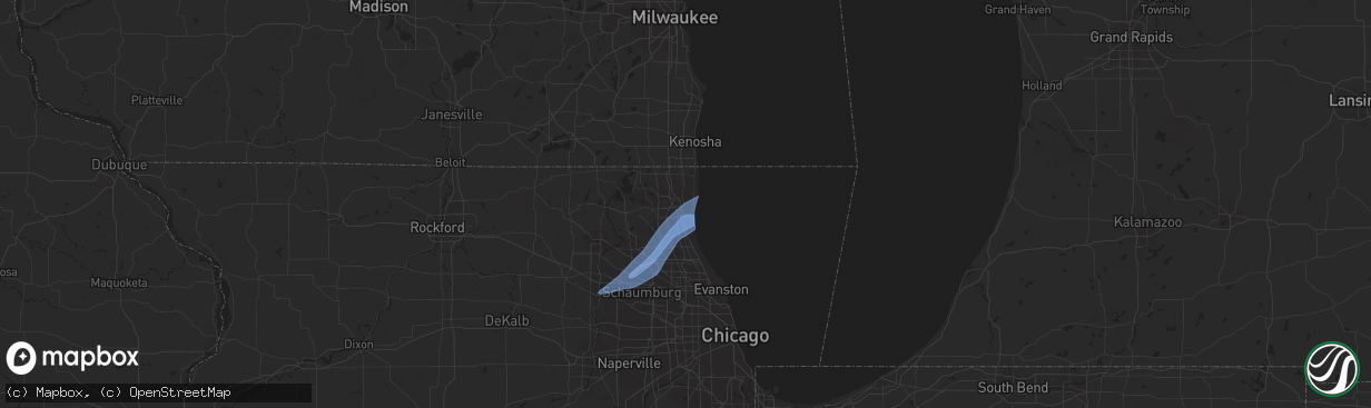 Hail map in Waukegan, IL on February 27, 2024