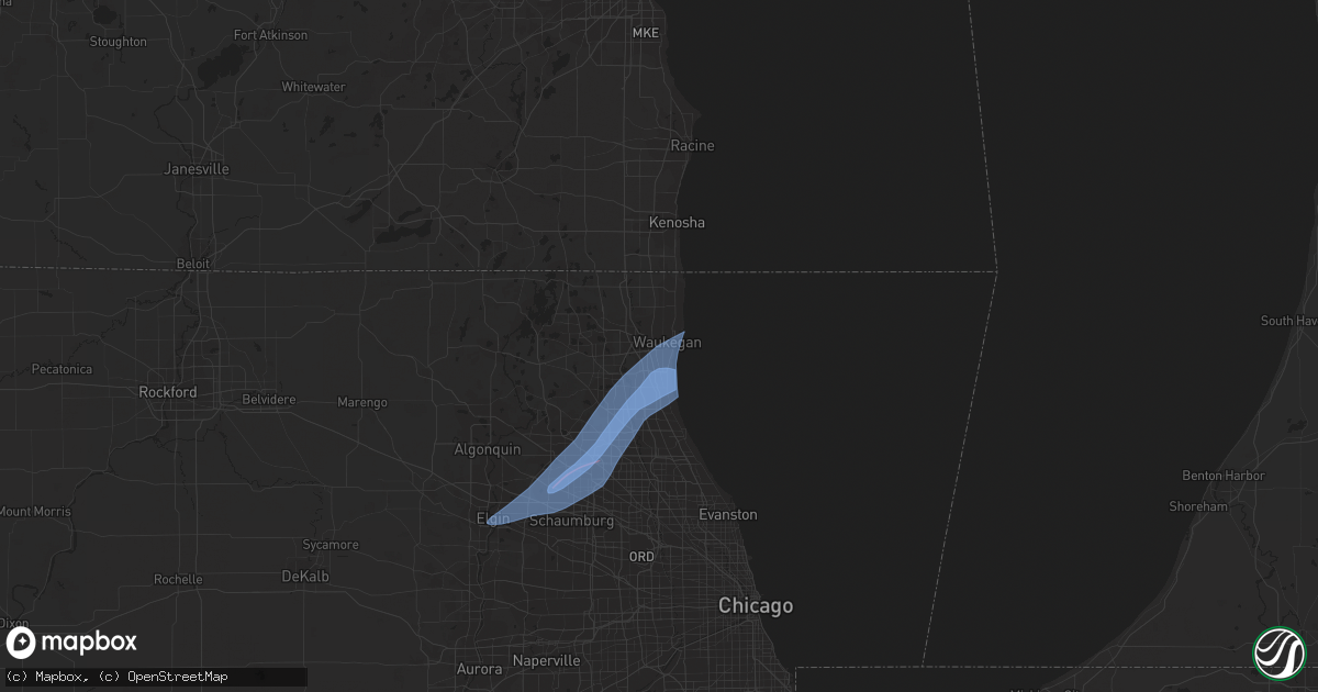 Hail map in Waukegan, IL on February 27, 2024