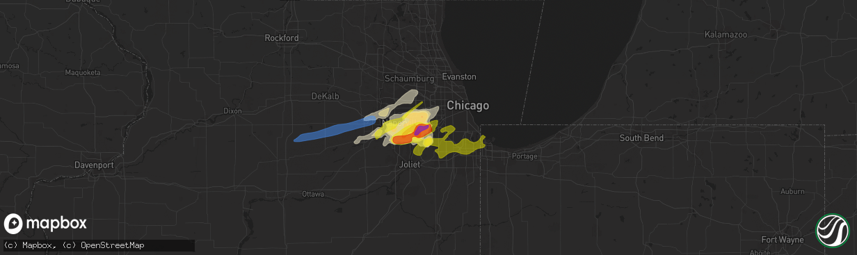 Hail map in Willowbrook, IL on February 27, 2024