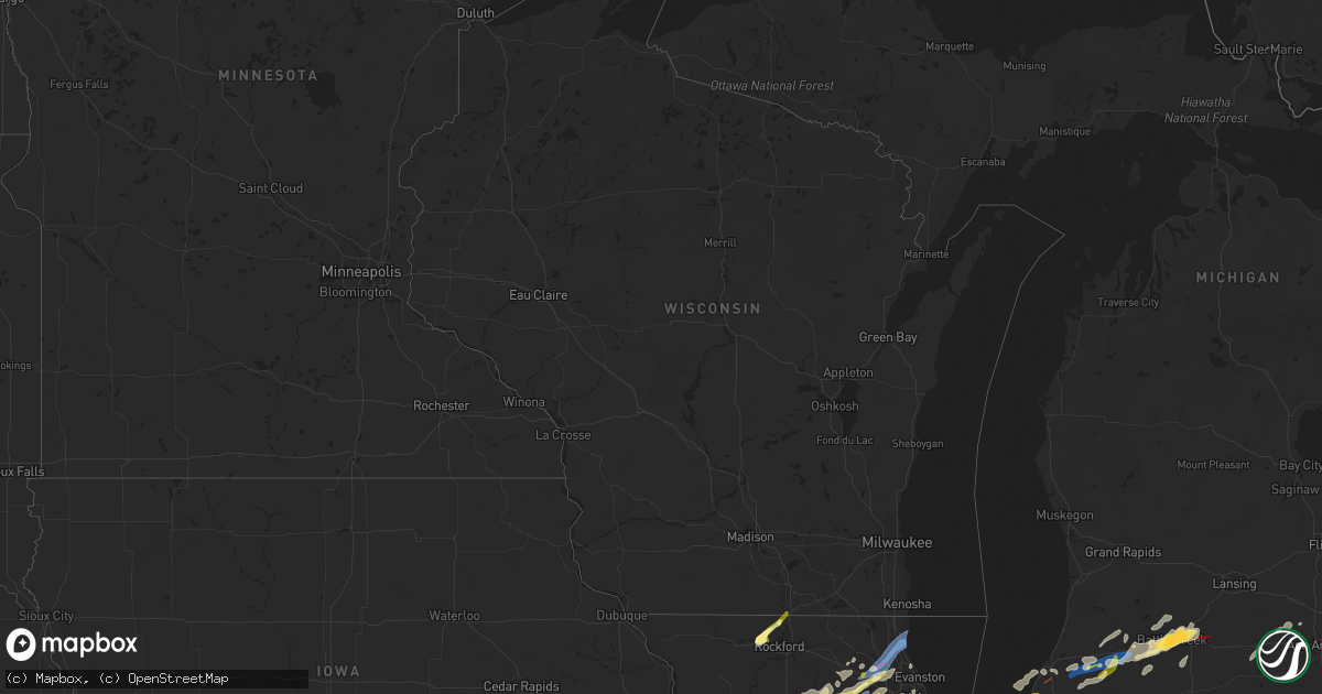 Hail map in Wisconsin on February 27, 2024