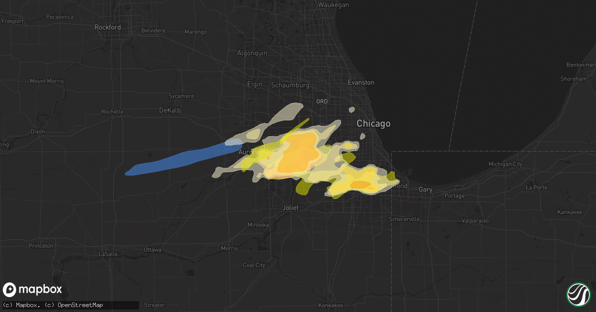 Hail map in Woodridge, IL on February 27, 2024