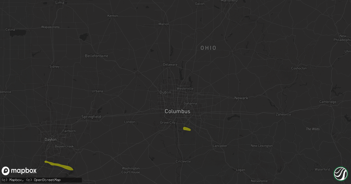 Hail map in Columbus, OH on February 27, 2025