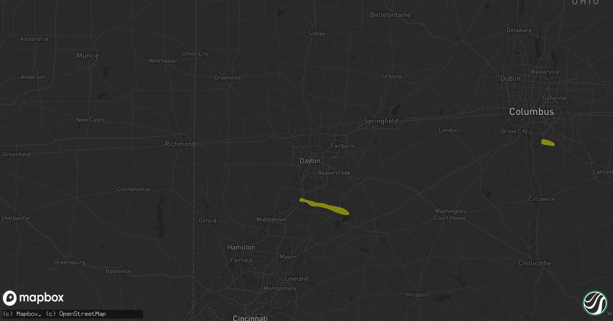 Hail map in Dayton, OH on February 27, 2025