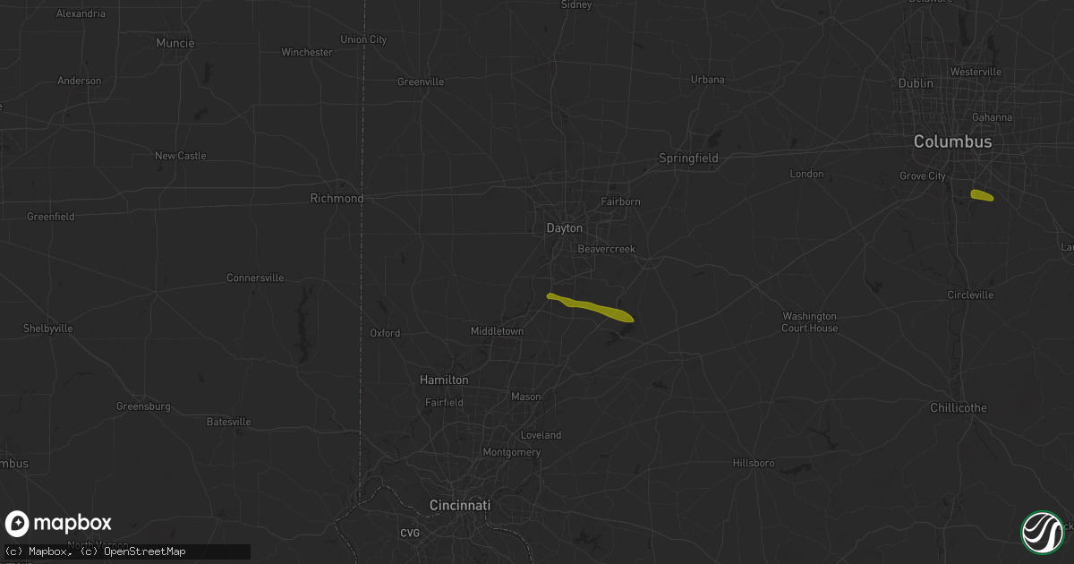 Hail map in Miamisburg, OH on February 27, 2025