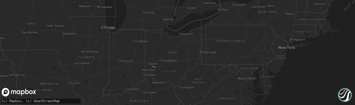 Hail map in Ohio on February 27, 2025